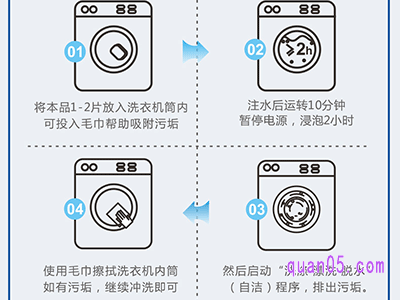 首次清洗衣机的时候，要加大泡腾片的用量