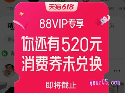 2024天猫618 88vip大额消费券发几次