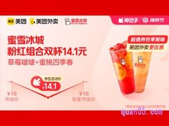  美团外卖蜜雪冰城超值券包，果茶搭子3杯装17.6元