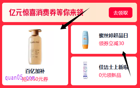进入天猫活动日历页面后，点击页面顶部的“亿元惊喜消费券等你来领”的“去领取”，就能进入“领券中心”，即可领取每日的补贴券和消费券了